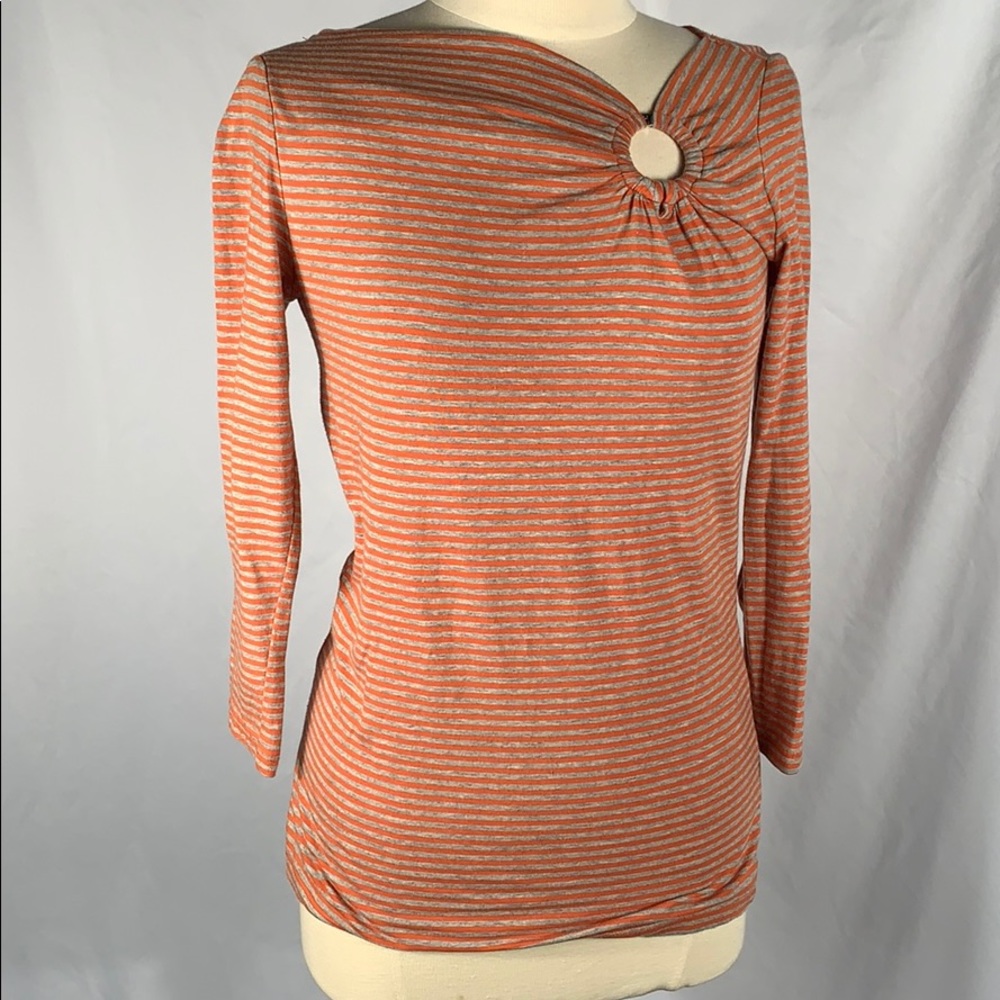Michael Kors 3-4 sleeve Orange & Grey Shirt SZ XS